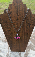 20 inch hot pink cluster stone necklace