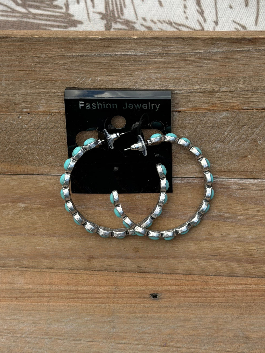 Silver and turquoise hoops