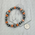Silver and orange pearl bracelet