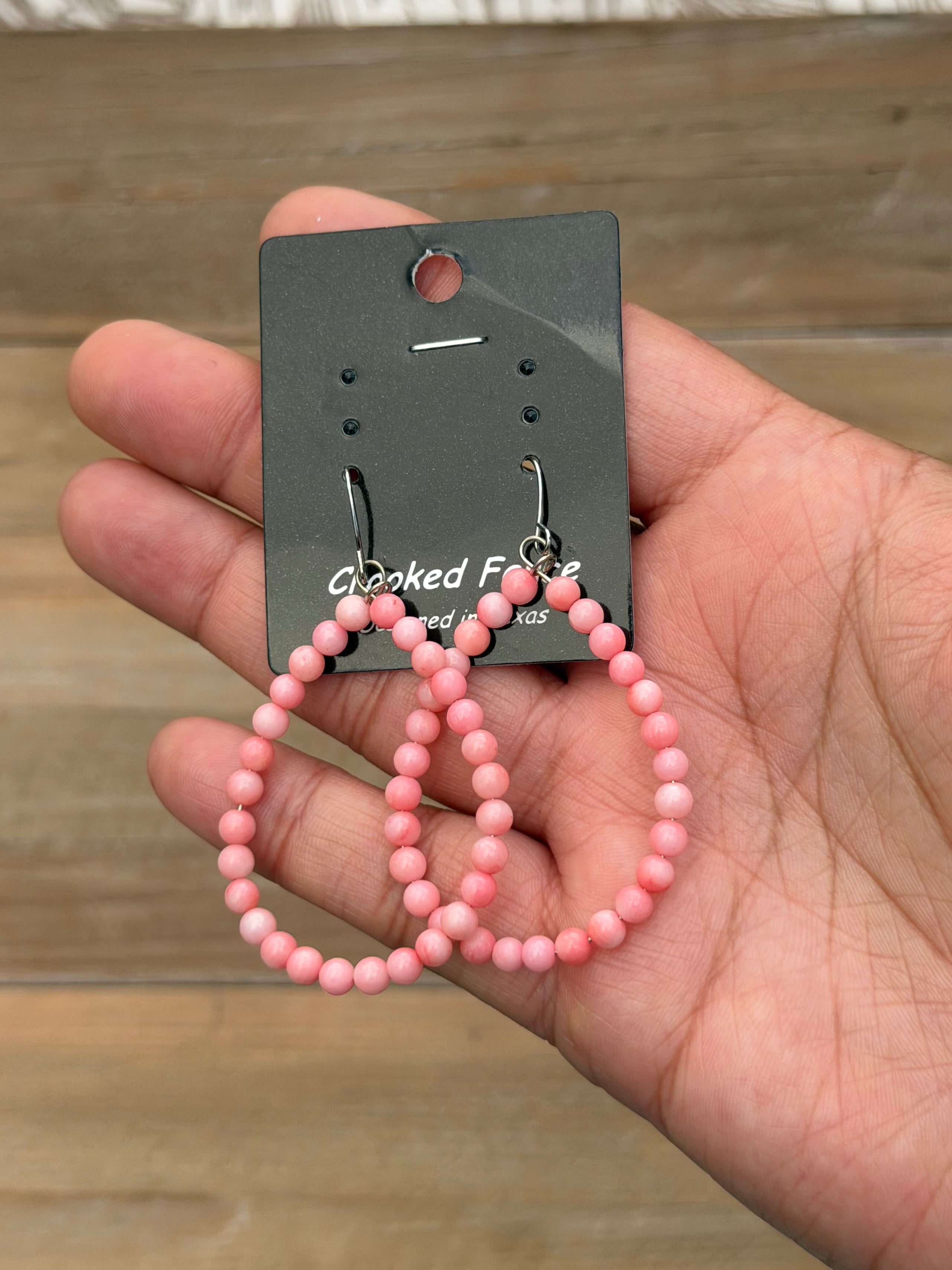 Light pink coral teardrop earrings