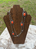 44 inch orange flower concho necklace