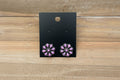 Pink and silver floral concho earrings