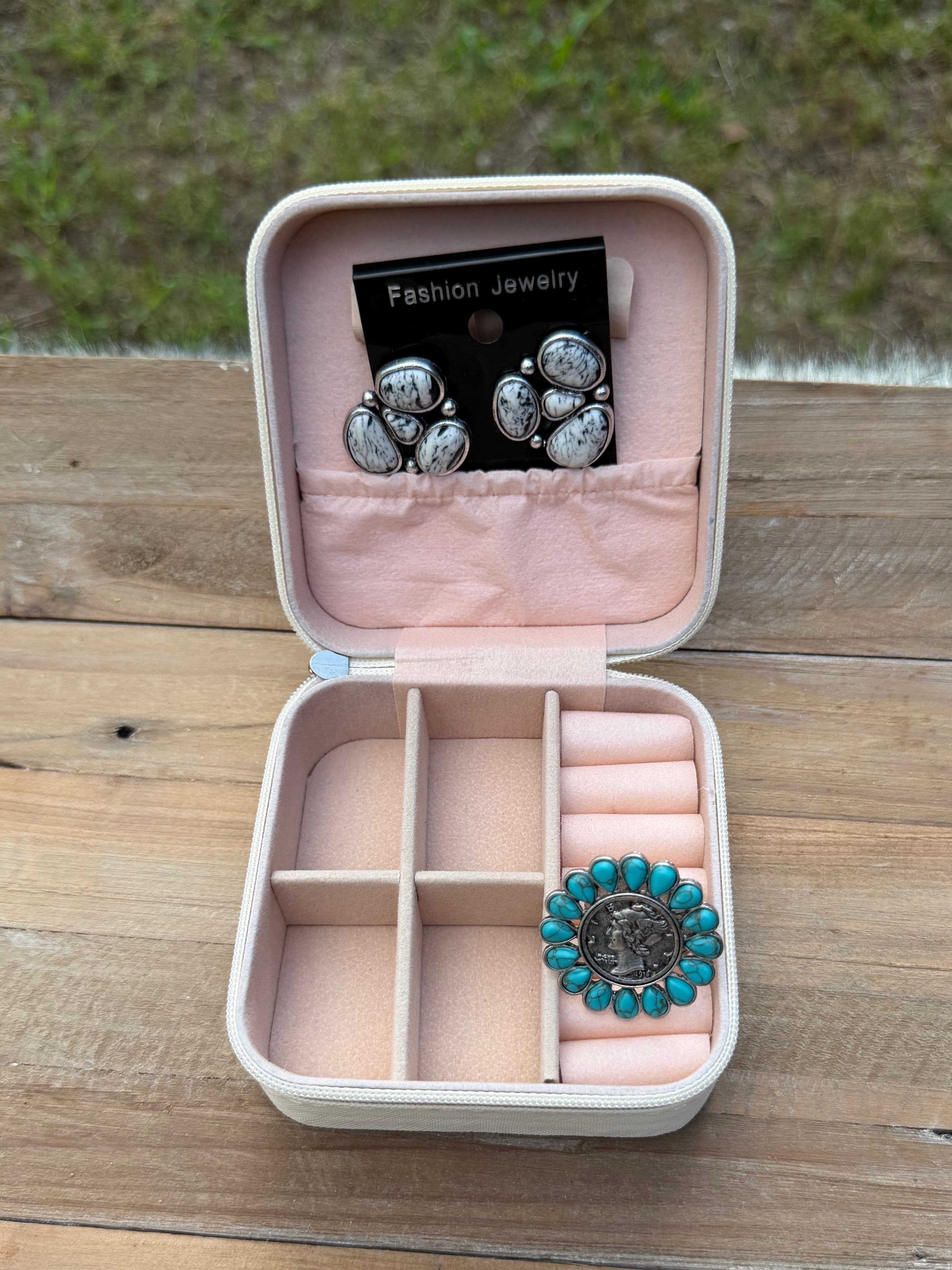 Pink Cowboy Hat Square Jewelry Case